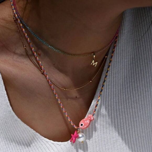 Blue Fish Charm Necklace S857 - Picture 4 of 7